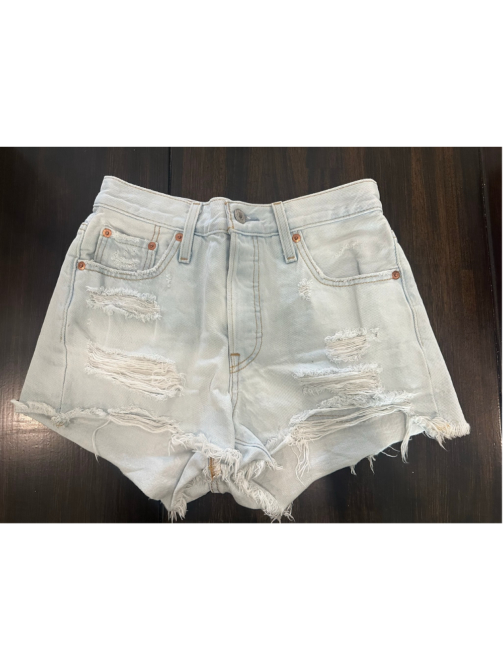 Women's Levi's 501 Distressed Jean Shorts Light Blue Size 25
